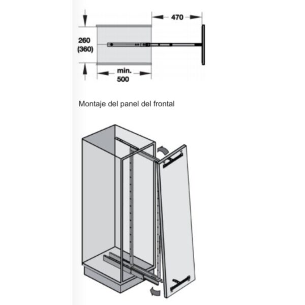 Columna Extraíble Mod.400mm 5 Canast. Cromo