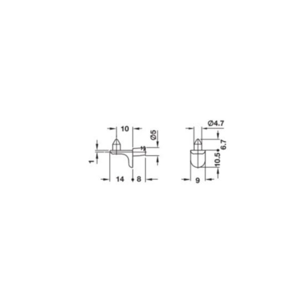 Soporte p.estantes Zk.niq.c.pest/esp. 5/5mm