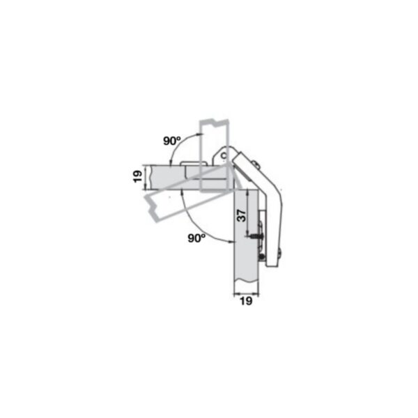 Bisagra HAFELE 60° cierr.auto.rinconera CLIP Ø35 (sin base)