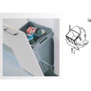 Cubo d.basura c.alu/gris 30l