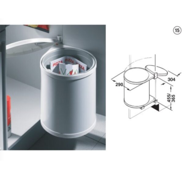 Cubo Residuo p/Puerta Extr.Rev. blanco15L