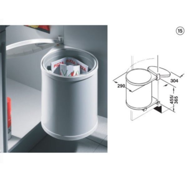 Cubo Residuo p/ Puerta Extr.Ac.Inox. 15L
