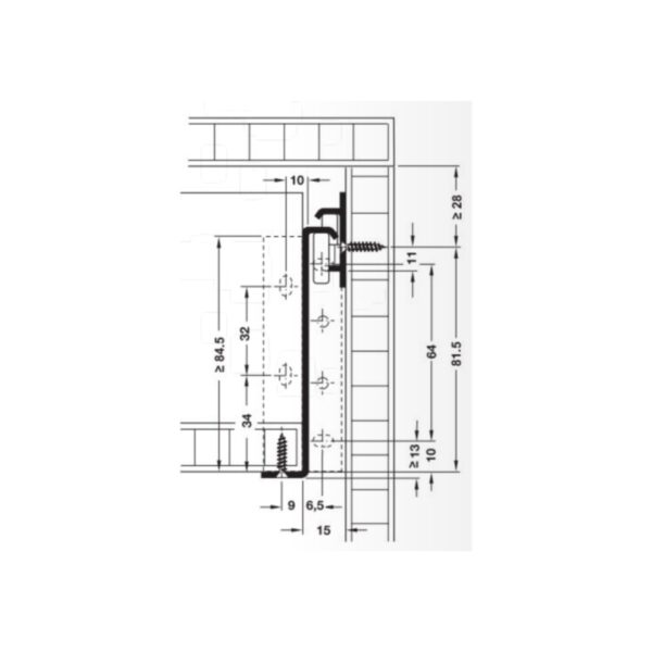 Lateral Hafele Simple Pared 86mm x 350mm blanco