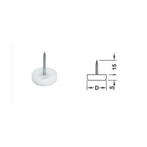 Patin Plastico p/clavar 18mm blanco